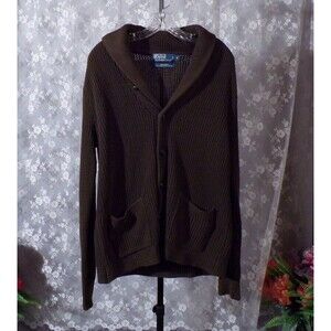 Vintage 90s Polo Cardigan Mens Size Small 1990s Cotton Fisherman Academia Cabin